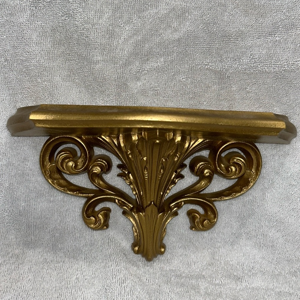 vintage gold rococo plastic wall bracket shelf